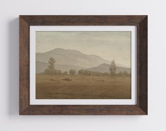 Vintage Neutral Landscape Printable Wall Art Country Landscape Print Fall Meadow Vintage Oil Painting Farmhouse Soft Aesthetic Decor