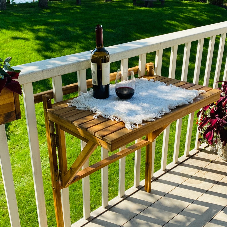Table pliante pour balcon, table pliante pour balcon, table de patio, extérieur en bois d'acacia, table en bois pour balcon d'appartement par Patio Wise image 1