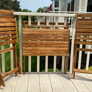 Patio Wise 5-Piece Balcony Ensamble, Wood Patio Set, Folding Outdoor Chair Table Combo image 6