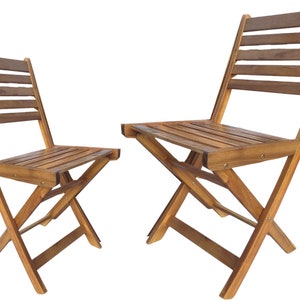 Set of 2 Acacia Folding Chairs, Garden Chairs, Patio Wise Wooden Folding Chairs, Outdoor Furniture, Rustic Farmhouse Chair, Portable Seating image 2