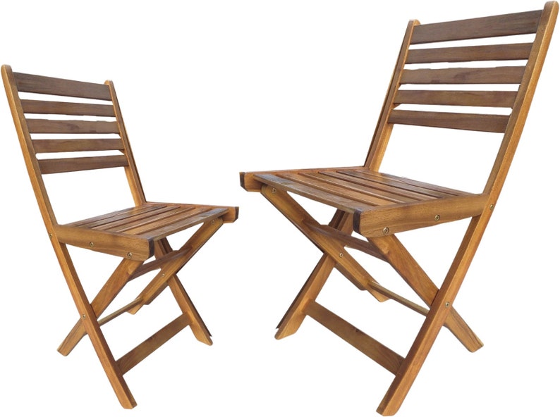 Set of 2 Acacia Folding Chairs, Garden Chairs, Patio Wise Wooden Folding Chairs, Outdoor Furniture, Rustic Farmhouse Chair, Portable Seating image 2