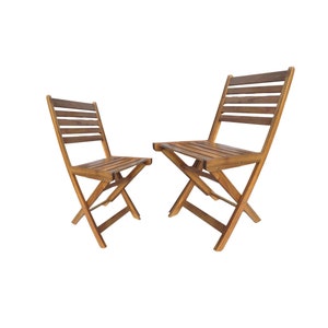 Set of 2 Acacia Folding Chairs, Garden Chairs, Patio Wise Wooden Folding Chairs, Outdoor Furniture, Rustic Farmhouse Chair, Portable Seating image 1
