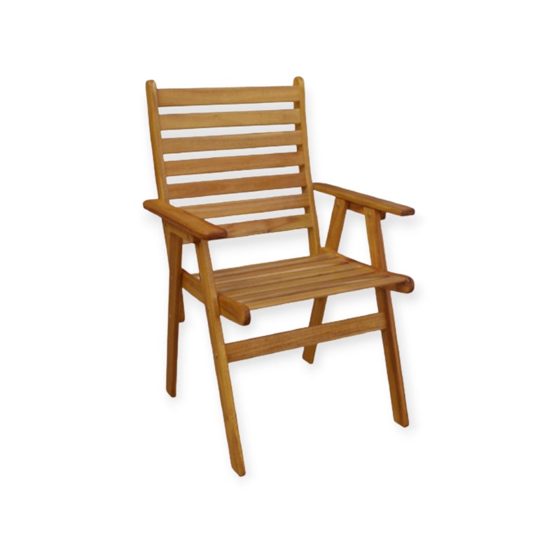 Stylish Wooden Armchair Set of 2 with Solid Acacia Wood Seats, Ideal for Backyards, Balconies, Porches, Patio and Gardens by Patio Wise image 4