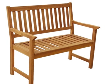 Traditional 4-Foot Acacia Wood Garden Bench with Armrests: Perfect for Outdoor Spaces - Patio, Balcony & Garden, Teak Color by Patio Wise