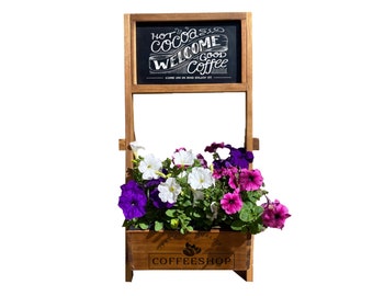 Acacia Wood Planter Box, Chalkboard with Holiday Signs, Wedding Stand, Rustic Chalkboard Sign, Home Decor Stand, Indoor, Outdoor, Garden