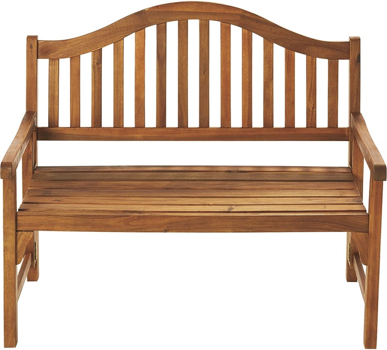 Acacia Wood Garden Bench, Patio Wise Classic Folding Bench, Wooden Outdoor Furniture, Rustic Farmhouse, Wood Park Bench by Patio Wise afbeelding 3