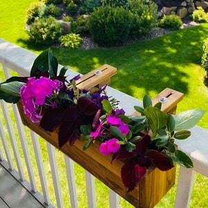 Acacia Wood Railing Planter Box, Deck Railing Planter, Balcony Planter Hanging, Deck Rail Planter, Herb Planter, Outdoor Box by Patio Wise image 5