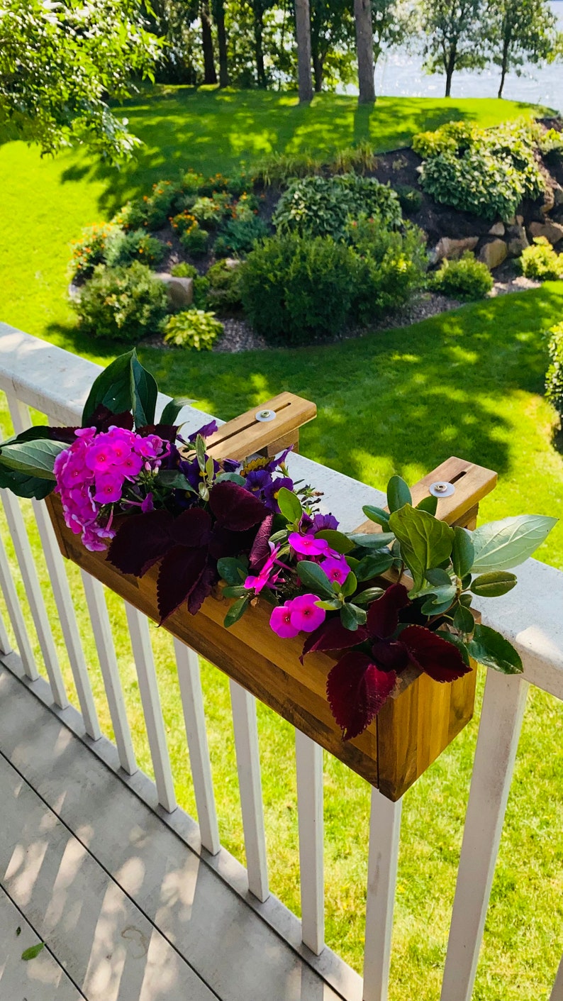 Acacia Wood Railing Planter Box, Deck Railing Planter, Balcony Planter Hanging, Deck Rail Planter, Herb Planter, Outdoor Box by Patio Wise image 5