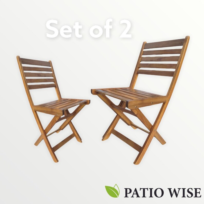 Set of 2 Acacia Folding Chairs Garden Chairs Patio Wise Etsy