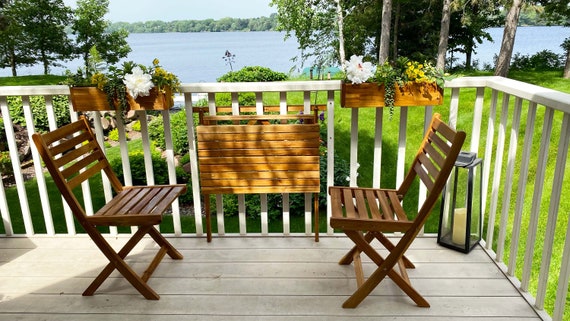 Patio Wise 5 piece Balcony Ensamble Wood Patio Set Folding