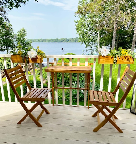 Mesa de bistro, mesa plegable de madera, adecuada para terraza al aire  libre/interior, césped, patio, porche, jardín, piscina y balcón. Madera de