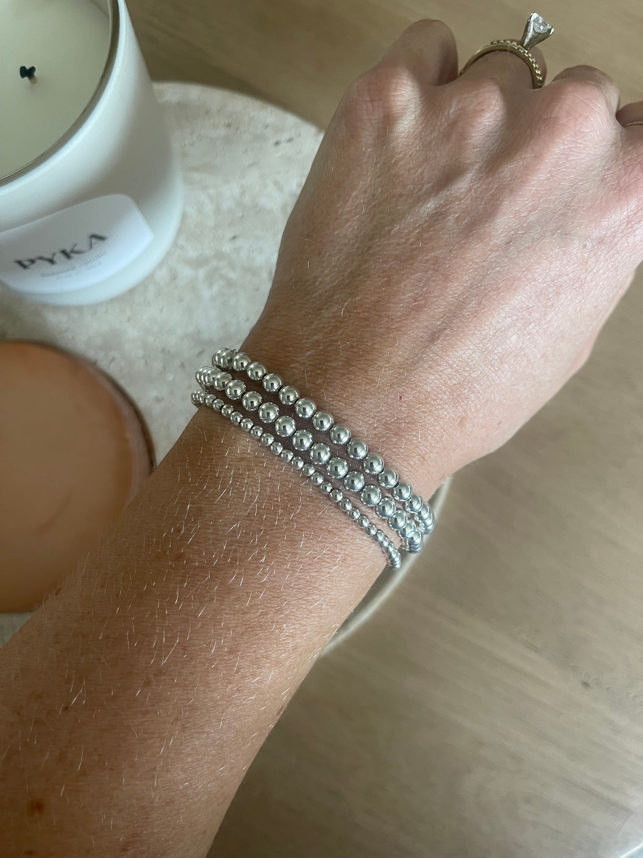 Sterling Silver Hand Beaded Bracelets