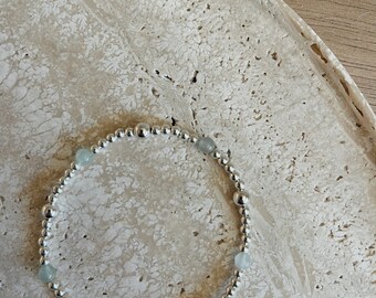 Stone & Sterling Silver Hand Beaded Bracelets
