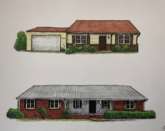 Custom Pen and Ink House Drawing