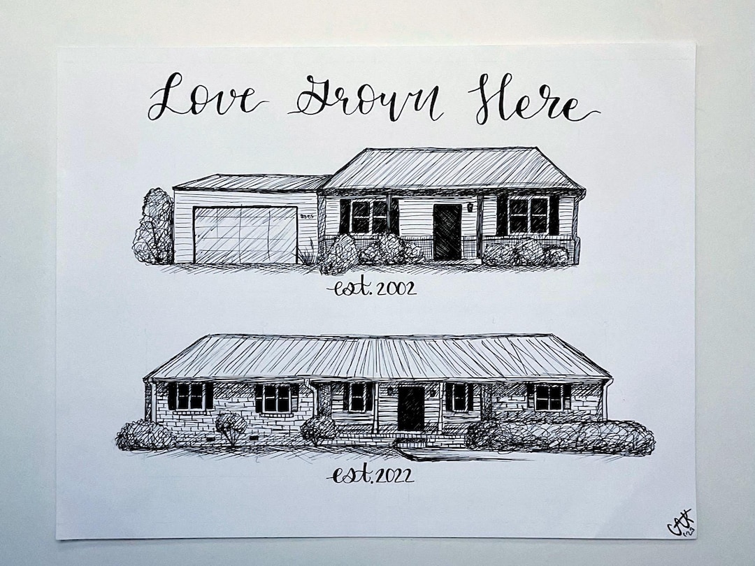 Custom Pen and Ink House Drawing - Etsy