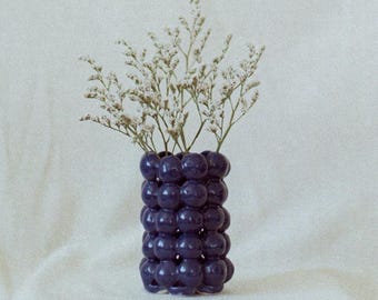 DOT VASE MİNİ - Ceramic Handmade - Blue - Bubble Design