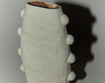 LOOOONG VASE - with dots / Handmade Stoneware Ceramic