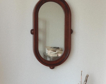 BIG - Wooden Oval Mirror Frame With Dots - Handmade