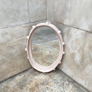 Oval Big Mirror Frame With Dots - Handmade Ceramic