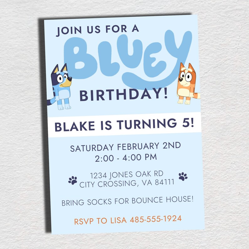 Bluey Birthday Bluey Birthday Invitation Birthday Party Etsy