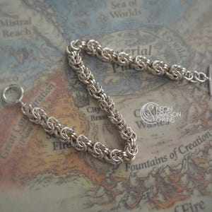 Sterling Silver Bracelet / Silver Chainmaille Bracelet / Byzantine Chain Bracelet