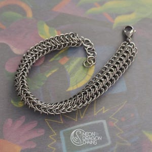 Rugged Chain Bracelet / Dragonback Chainmaille Bracelet / Stainless Steel Chain Bracelet