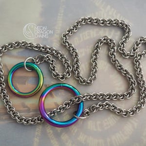 Cosmic Slip Chain Necklace / Rainbow Chrome Necklace / Steel Chainmaille Necklace