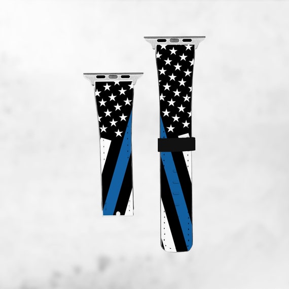 Thin Blue Line Apple Watch Band Vegan Leather Band 33mm Etsy UK