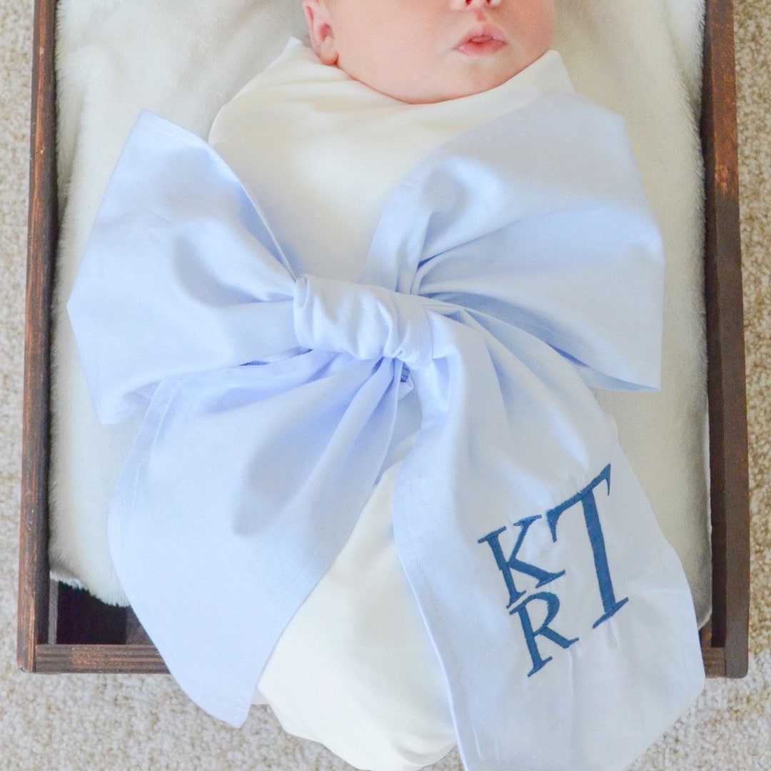 Swaddle Baby Bow Monogrammed Etsy