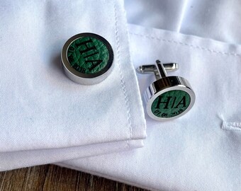 Personalised Leather Cufflinks for Him, 3rd Anniversary Gift for Husband, Personalized Groomsmen Gift, Christmas Gift