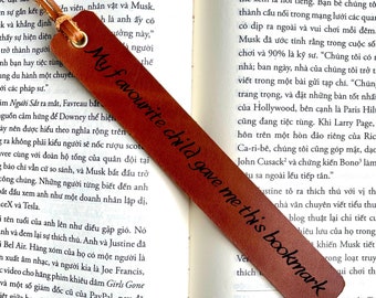 Leather Custom Quote Bookmark - Personalized Bookmark Favourite Quote - Leather Gift for Teacher, Book Lover - Engraved, 101 Years Warranty