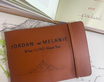 50 Fill-in-blank What I LOVE About You Leather Journal, Personalized Gift for Couple, Christmas Gifts for Husband, Boyfriend,Wife,Girlfriend