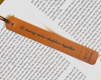 Leather Bookmark, Personalized 3rd Anniversary Bookmark, Leather Anniversary - To many more chapters together - Engraved, 101 Years Warranty