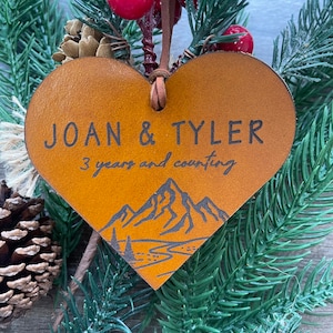 Personalized Anniversary Ornament - 3rd Anniversary Gift - Leather Anniversary - Christmas Ornaments - Personalized Gift - Leather Together