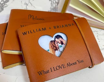 50 Fill-in-blank What I LOVE About You Leather Journal, Personalized Gift for Couple, Valentines Gifts for Husband,Boyfriend,Wife,Girlfriend