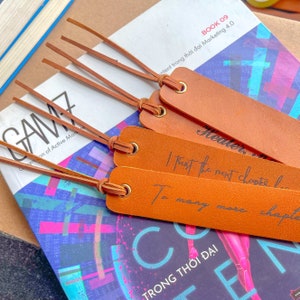Engraved Leather Bookmark, Custom Favourite Quote Bookmark, Leather Anniversary Gift, Book Lover Gift, Thoughtful Mother&#39;s Day