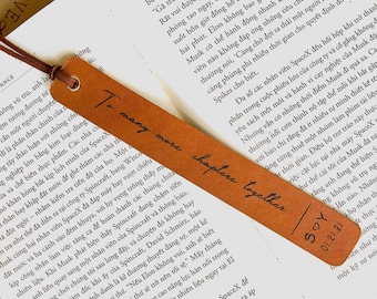 Marque-page en cuir, marque-page personnalisé pour le 3e anniversaire, anniversaire en cuir - Pour bien d'autres chapitres ensemble - Cadeau de la Saint-Valentin pour lui