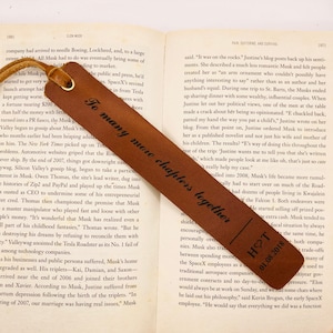 Leather Bookmark, Personalized 3rd Anniversary Bookmark, Leather Anniversary - To many more chapters together - Bookmark Leather
