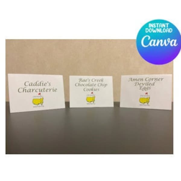 CANVA Golf Birthday Food Tents | Hole in One Food Labels | Masters Golf Food Tents| Fore-Tee | Retirement | Golf Party