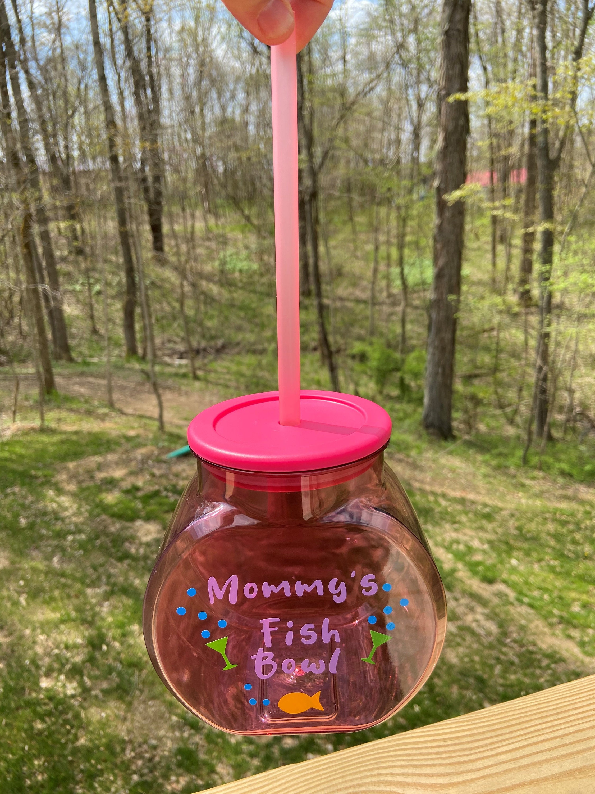 Personalized Fish Bowl Cup with Lid & Straw 1 MINT GREEN Etsy