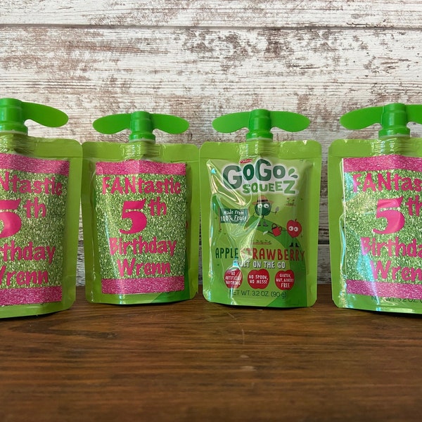 Custom Personalized GoGo Applesauce label stickers | PDF digital or print and shipped | Birthdays | Party Decorations | Events | Golf Party