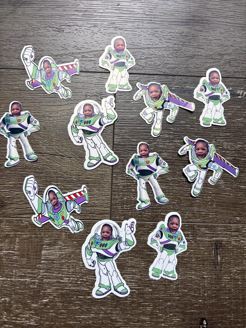 Buzz Lightyear Personalized Face Stickers | Custom Toy Story Party ...