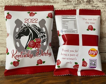 Personalized Kentucky Derby chip bags digital download (pdf) & folded and shipped option | Kentucky | Horse Race | Derby | Roses