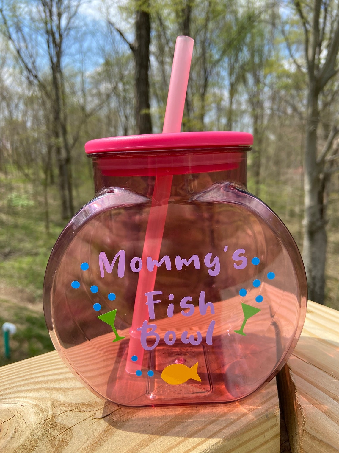 Personalized Fish Bowl Cup with Lid & Straw 1 MINT GREEN Etsy