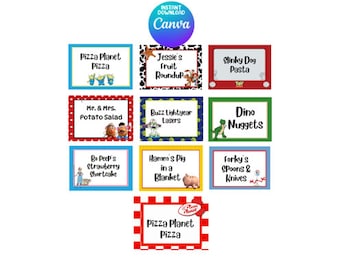 CANVA Digital Toy Story Food Tents | Toy Story Party | Food Signs | Toy Story Decorations | Two Infinity And Beyond | Woody | Buzz | Bo Peep