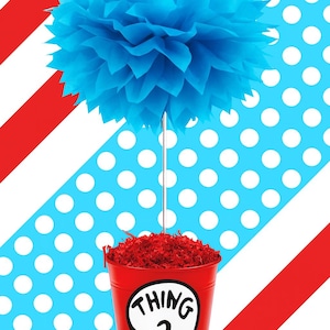 Thing 1 & Thing 2 Stickers | 4” Dr. Seuss Party Favor Labels for Birthday, Baby Shower, Teacher Gifts