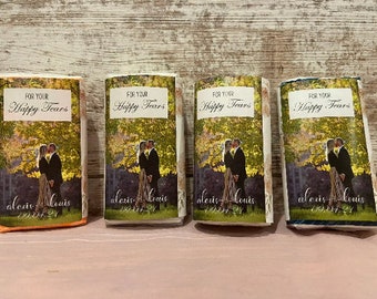 Custom Personalized Wedding tissue sleeves | Wedding favors | For Your Happy Tears | Wedding Kleenex covers