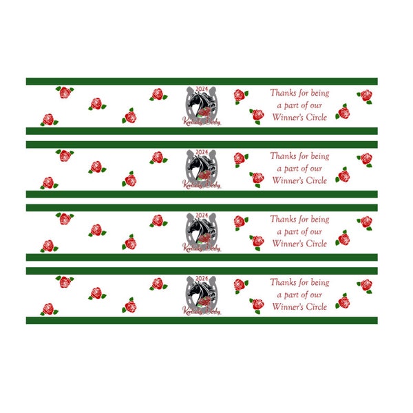 Personalized Kentucky Derby Sticker Bottled Water Labels | Digital (pdf) Or Print And Ship option | Waterproof | Horse | Horse Race  |