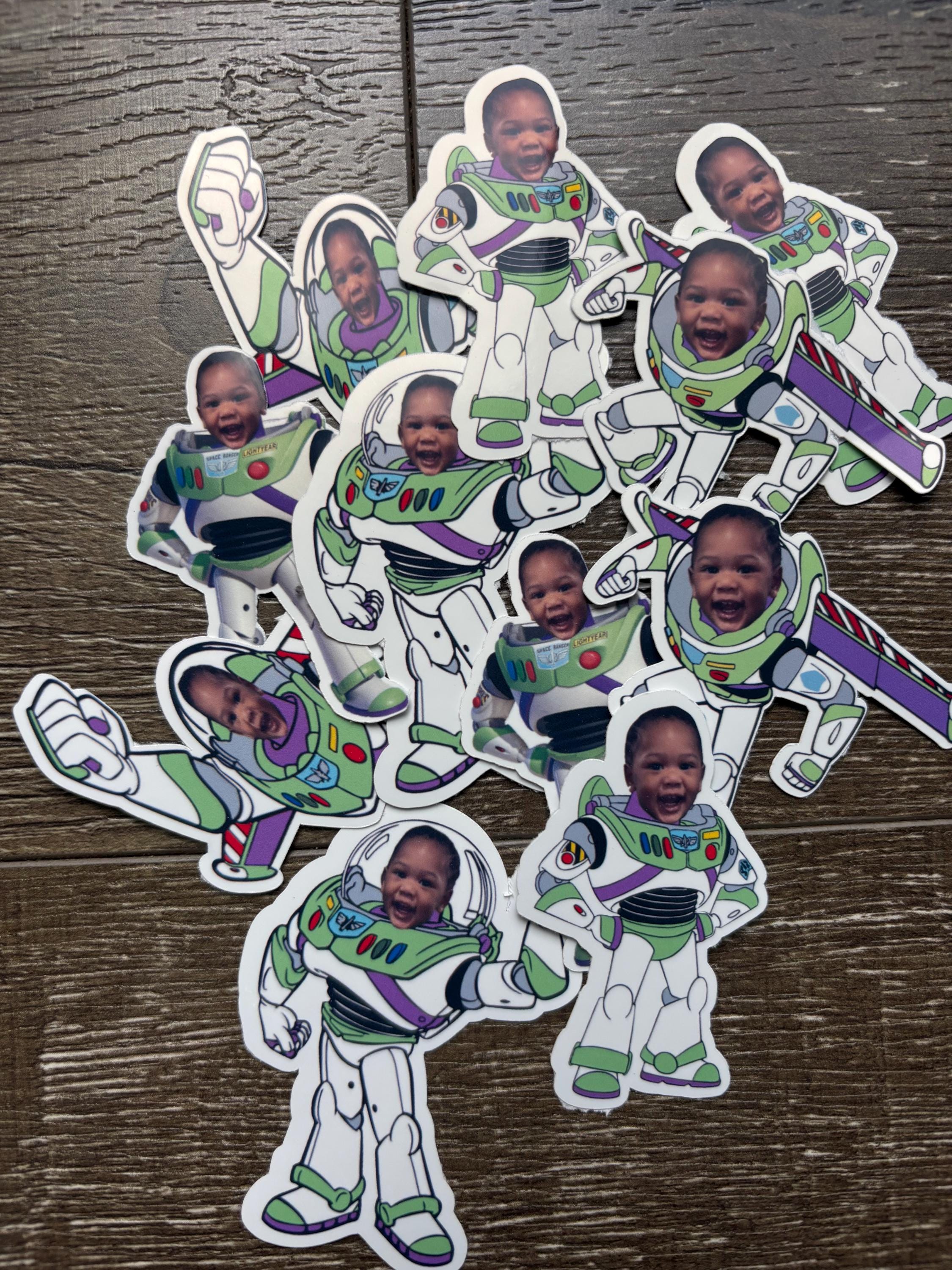 Buzz Lightyear Personalized Face Stickers | Custom Toy Story Party ...