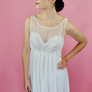 1960s 1970s Cream Night Gown -Sm to Md
